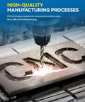 CNC technology in action machining metal with sparks; showcasing high-quality manufacturing processes for durability.