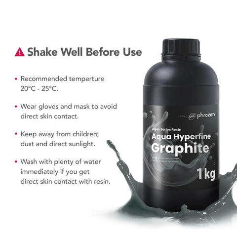 Top Shelf Graphite 3D Printing Resin Designed For 9K And 12K Ultra High Resolution Printers 405 Nm UV Curing Photopolymer, 1kg bottle with user instructions.