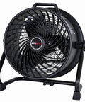 Black 16-Inch Industrial Drum Fan with 3 Speed Settings, all-metal design, ideal for commercial spaces, garages, and gyms.