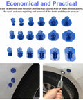 Auto Dent Repair Puller Kit With 18 Removal Tabs And Gaskets for quick fixes on SUVs and sports cars, closeup view of tabs and usage.