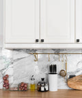 30 Pack Matte Black Square Cabinet Knobs With Zinc Solid Construction For Kitchen Drawers And Cupboards, installed on white cabinets