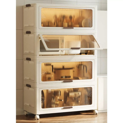 Super Roomy Foldable Storage Boxes With Open Front Stackable Fabric Organizers For Clutter Free Living in a modern home setting.