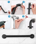 Installation steps for Tough As Nails 4 Pack Bathroom Grab Bars In Satin Black 20 Inch Long 304 Stainless Steel Safety Rails.