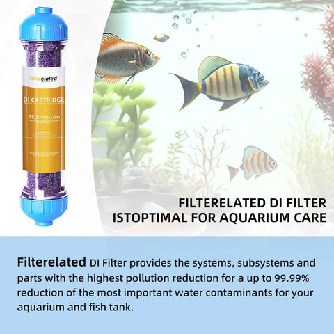 Color Changing DI Resin Cartridge For Reverse Osmosis System Gives You Straight Up 0 TDS And 0 PPM Purity Water in aquarium setting.