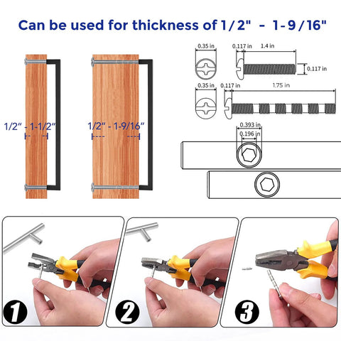12.6 Inch Square Cabinet Handles Matte Black Pulls installation guide with measurements and tools for kitchen cupboards.
