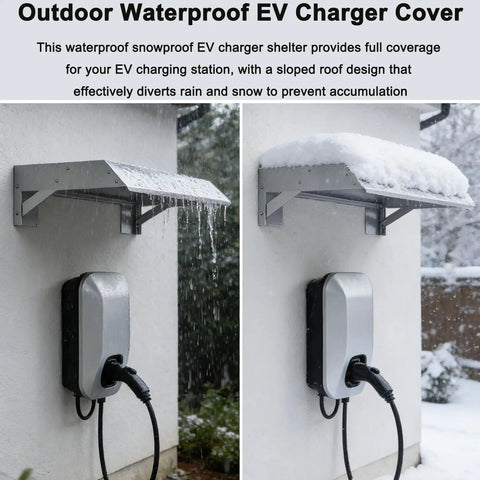 Heavy Duty EV Charger Cover With Sloped Stainless Steel Roof, built tough to protect EV charger from rain and snow.