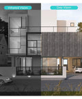 Built Different 4K 8MP IP Security Camera With Smart Human Detection And Color Night Vision H265 Codec Engineered For Heavy Duty Indoor Outdoor Surveillance showing infrared and day vision of a house.