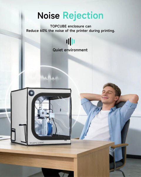 Heavy Duty 3D Printer Enclosure For Bambu Lab A1 Mini With Integrated Led And Temp Control Built To Keep Your Workspace Chill And Crush All Warping Stress For Nailed Prints Daily In Sleek Light Grey with noise reduction feature in use.