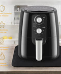Top Notch Countertop Heat Shield Mats 5 Pack 17X12 Inch Non Slip placed under an air fryer on a kitchen countertop.