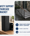 Heavy Duty Side Mount Stair Railing Posts 35.4 Inch Carbon Steel Indoor Handrail Support 4 Pack Square Tube, sturdy black bracket on wooden surface.