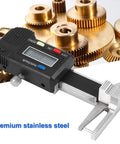 Stainless Steel Digital Caliper 0 To 25mm With 0.03mm Accuracy, 1.5V Battery, Smart Electronic Display, measuring brass gears.