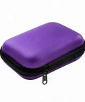 Compact Purple Charger Organizer Storage Case Durable Hard Shell keeps charging cords safe with secure zipper closure.