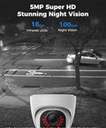 5MP PoE Home Security Camera System Kit, 8 Channel NVR With 4 Outdoor Wired IP Cameras, Smart Person Pet Vehicle Detection
