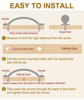 Installation guide for Slick Vintage Floral Ceramic Cabinet Knobs detailing screw hole distance and mounting for cabinet doors.