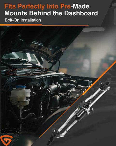 Premium Front Windshield Wiper Motor And Linkage Assembly Compatible With Jeep Wrangler Jk 2007 To 2018, showcasing bolt-on installation.