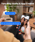 Video Smart Lock With Camera And Three In One Smart Deadbolt For Front Doors interacting via app for remote access.