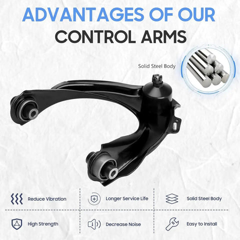 Close-up of solid steel control arm showcasing features for 12 Piece Front Suspension Kit For Honda Accord And Acura Tsx.