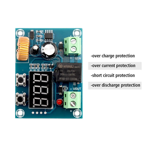 Two Pack Xh M609 Low Voltage Disconnect Module With Digital Display Auto Cutoff Stops DC Batteries From Over Discharge Keep Your Setup Humming Dead Nuts And Skip Straight Up Battery Drama Today, showing protection features.