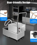Heavy Duty Mobile Fryer Filter Machine With 55 Gallon Capacity And Stainless Steel Build, user-friendly design with foldable handle.