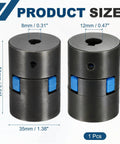 L Type Flexible Coupler Set Smooth Operator Connectors 5/16 To 15/32 Inch Black L070 showing dimensions 2.01x1.38 inches.
