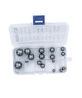 Assorted Chrome Steel Precision Bearing Balls Metric and Imperial Sizes in clear box, 3mm to 19mm, for repairs and builds.