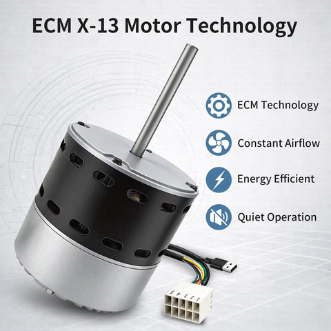1/2 Hp Ecm X-13 Furnace Blower Motor 1075 Rpm Direct Oem Replacement For 6205E HVAC System view showing motor design and connectors.