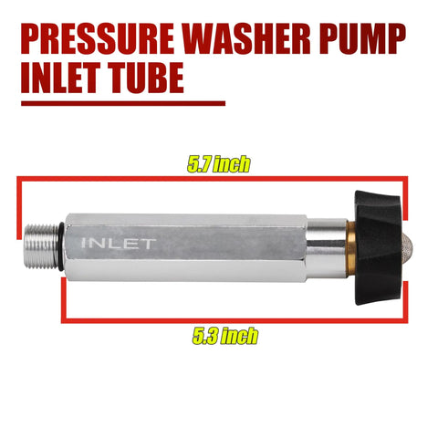 Pressure Washer Pump Inlet Tube Replacement For 201496GS And 190632GS, aluminum with black cap, 5.7 inch length