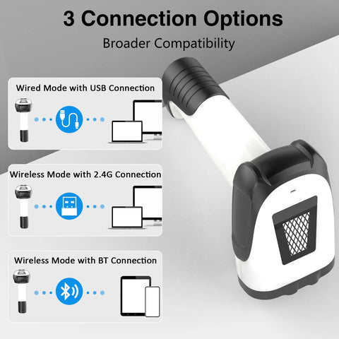 3 connection options for 2D Handheld Wireless Barcode Scanner With Stand 3 In 1 Bluetooth Barcode And QR Scanner For Inventory Control