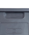Top view of heavy duty plastic storage organizer with handle, ideal for workshop hardware sorting, 9 by 5 by 5 inch red bins.