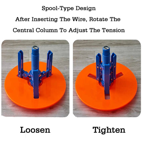 Multi Spool Cable Dispenser Cart On Wheels For Easy Wire Dispensing In Factories showing spool adjustment between loosen and tighten