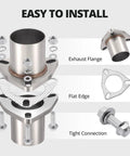 2.5 Inch 3 Bolt Exhaust Flange Piping Kit Fabricated From Badass 304 Stainless Steel includes gasket and bolts for easy installation.