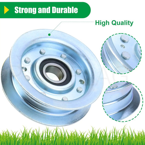 Heavy Duty Idler Pulley Replacement For John Deere GY22172 And GY20629 Fits 42 Deck D130 Mower Parts, close-up view showing durability.
