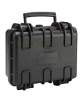 Kickass Hard Camera Case Featuring Smooth Side Handles And Custom Foam Dividers For Dslr Gear Transport, black shell, rugged design.