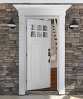 White door with Sick Matte Black Exterior Door Handle Set With Left Hand Wave Lever And Deadbolt Lock Adjustable Latch installed.