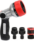 Heavy Duty Metal Garden Hose Nozzle With Grip Friendly Thumb Control And Quick Connect 7 Adjustable Patterns Jet