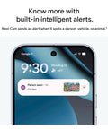 Mobile screen showing alert from Nest Outdoor Security Camera Wired 2nd Gen With 2K HDR Video And Gemini AI Night Vision Two-Way Audio Weatherproof Smart Home Compatible Works With Google Home 2025 Model Snow.