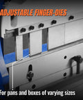 Close-up of adjustable finger dies on 52-Inch 3-In-1 Pan And Box Brake With Slip Roll, Shear, Bending Machine for sheet metal MMCB5220