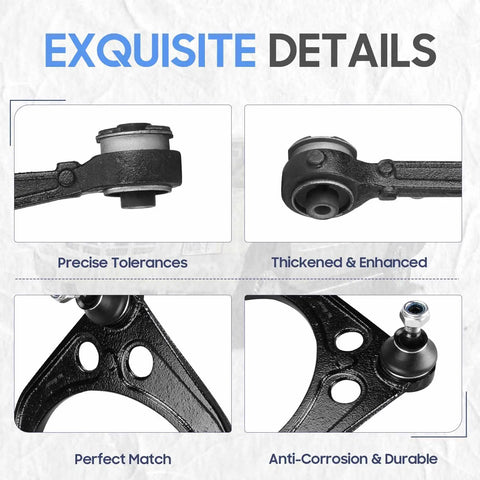Exquisite details of 14 Piece Front Suspension Rebuild Kit With Upper Lower Control Arms Ball Joints Tie Rods And Sway Bar Links.
