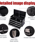 Detailed view of 21 Inch Heavy Hitter Metal Tool Box With Four Smooth Drawers And Tight Auto Latching Steel Tool Chest Built Legit For Shop Grind And Weekend Warrior Gear Black features such as anti-scratch pads and metal latches.