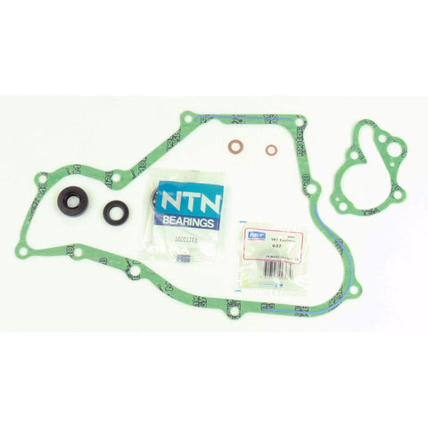Next Level Water Pump Gasket Kit With Sealed Bearings For Honda CR80R And CR85R Off Road Rides Proven OEM Compatibility To Keep Your Badass Dirt Bike Running Smooth Black components including gaskets, seals and bearings.