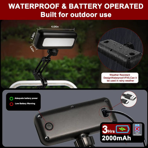 Rechargeable Grill Light For Outdoor Grills 400LM LED With Auto On Off Sensor showing weather resistance and USB-C port