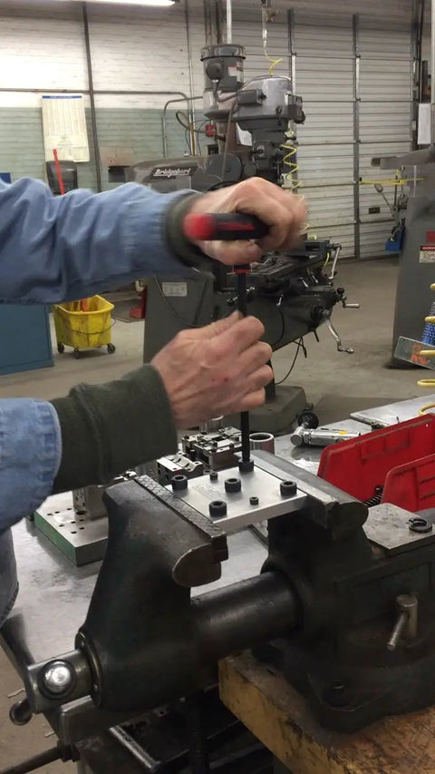 Using Power-T Handle Hex Key Set, 11 Piece Allen Wrench Kit With SAE Inch Sizes 5/64 Through 3/8, 9 Inch Series on machinery.
