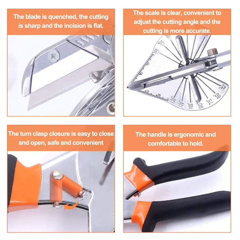 Multi Angle Miter Cutter For Angled Trimming And Molding, 45 To 135 Degree Adjustable Hand Tool With Rust Resistant SK-5 Blade