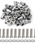 Rock Solid 304 Stainless Steel Rivet Nuts And Button Head Bolts 1/4-20 With Washers 5/8 Lock Nut Fasteners Rust Proof Anti Corrosion Hardware For Marine Automotive Builds, 30-piece set.