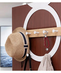 Heavy Duty Door Hanging Coat Hook Rack Total Game Changer Wall Mounted Storage Organizer For Entryway Mudroom Bathroom Durable White Semicircle with hat and keys.