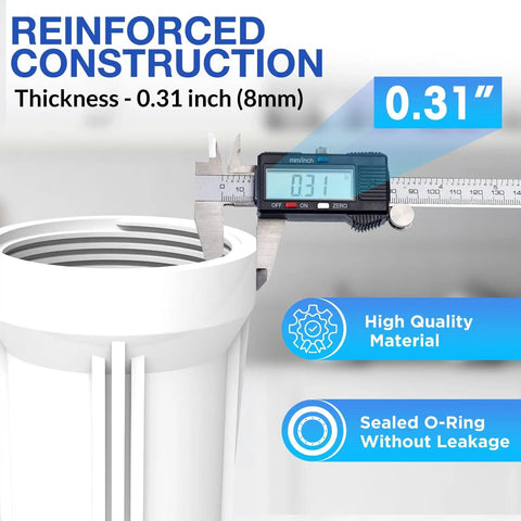 Reinforced construction of Whole House Water Filter Housing Inline 10 Inch Sediment Filter with 3/4 Inch NPT Inlet Outlet