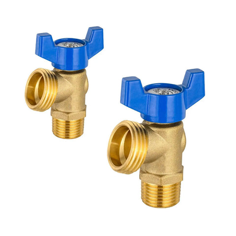Two Pack Brass Boiler Drain Valve Three Quarter Inch MIP to Three Quarter Inch MHT Plumbing Fitting Blue