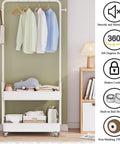 Coat rack on 1-Inch Caster Wheels with Threaded Stem M6x15mm Swivel Casters with Brakes for smooth, quiet rolling.