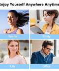 Two Pack Premium USB C Wired Earbuds Featuring A Built In DAC Chip And Tangle Free Four Foot Cord For Smartphones, showcased in various lifestyle settings.