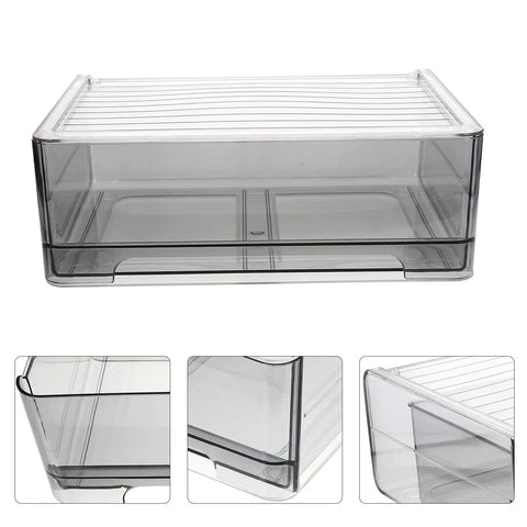 Revamp Your Drawer Routine With These Slick Stackable Underwear And Sock Storage Bins Crafted From Heavy Duty Pet Plastic To Keep Your Closet Super Clean And Fully Sorted. Grey PET plastic storage bin with shockproof design.